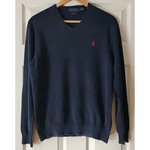 Ralph Lauren Other - Men's Polo Ralph Lauren V Neck Sweater Pima Cotton Navy Blue - Medium